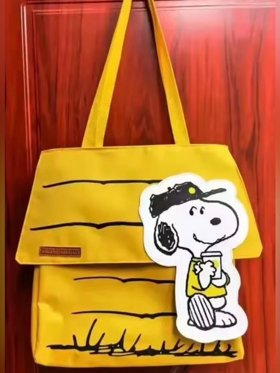 Peanuts Handbags - 💛 Starbucks x Snoopy Yellow House Canvas Bag Commuter Tote Bag